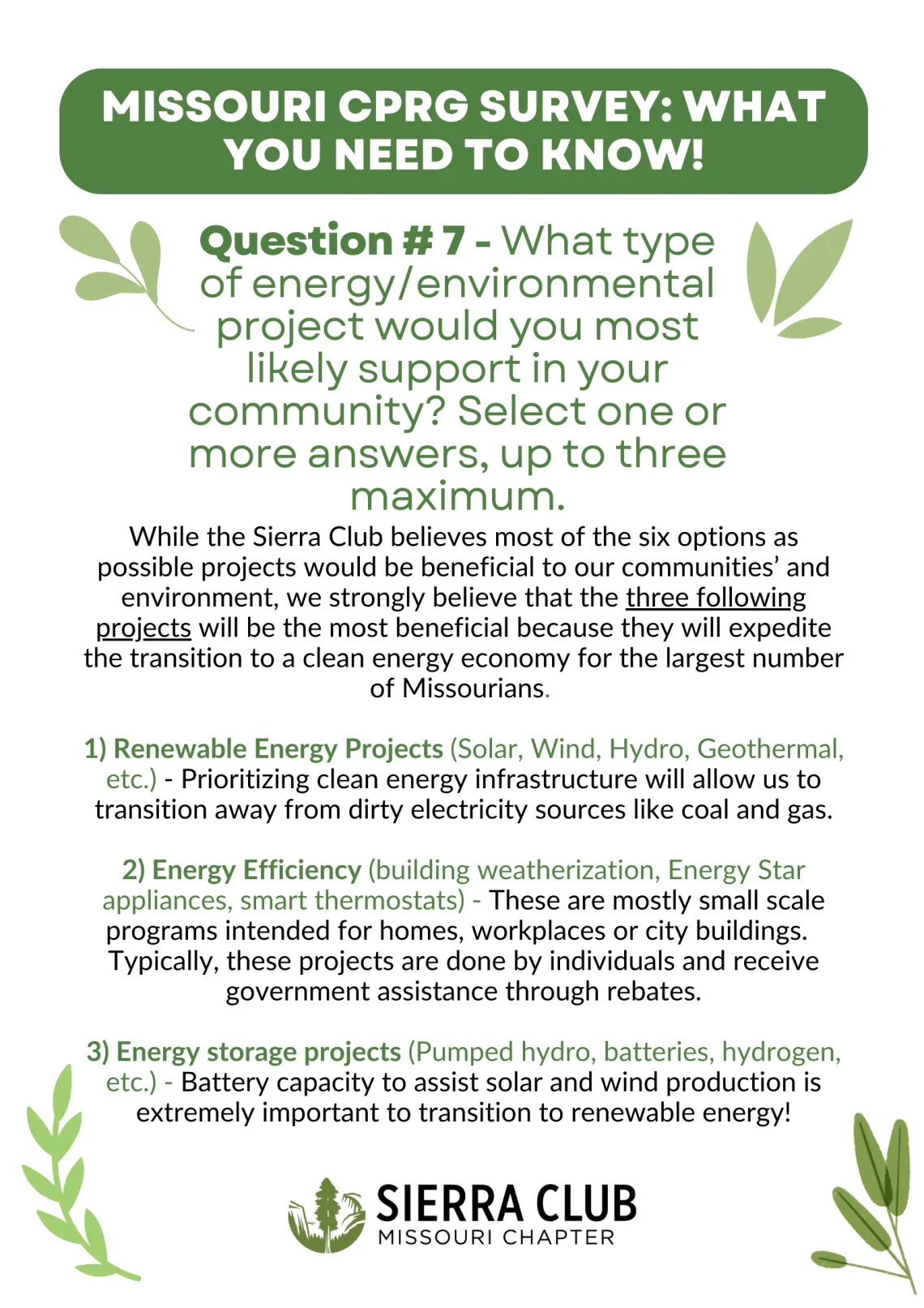 Voter Guide Question 7 - Why we support renewable energy, energy efficiency, and energy storage projects!
