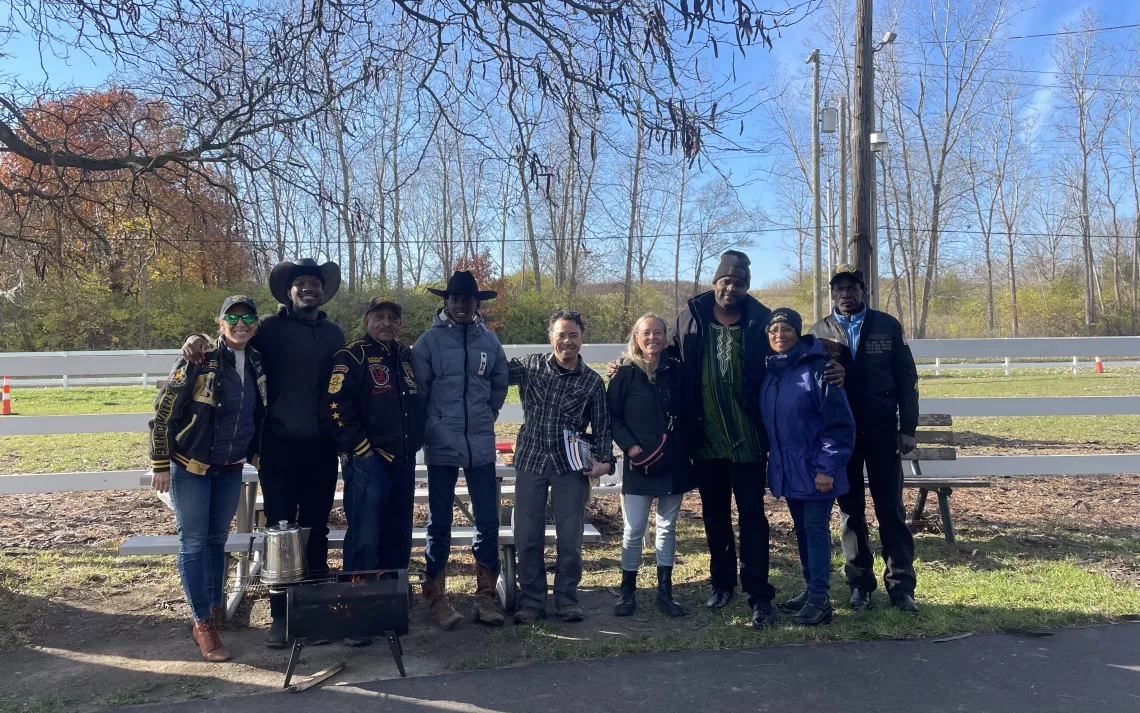 Buffalo Soldiers Heritage Association gather for Veterans Day in Rouge Park, Detroit with friends and supporters from Carhartt, Sierra Club, and Detroit’s Official Historian Jamon Jordan