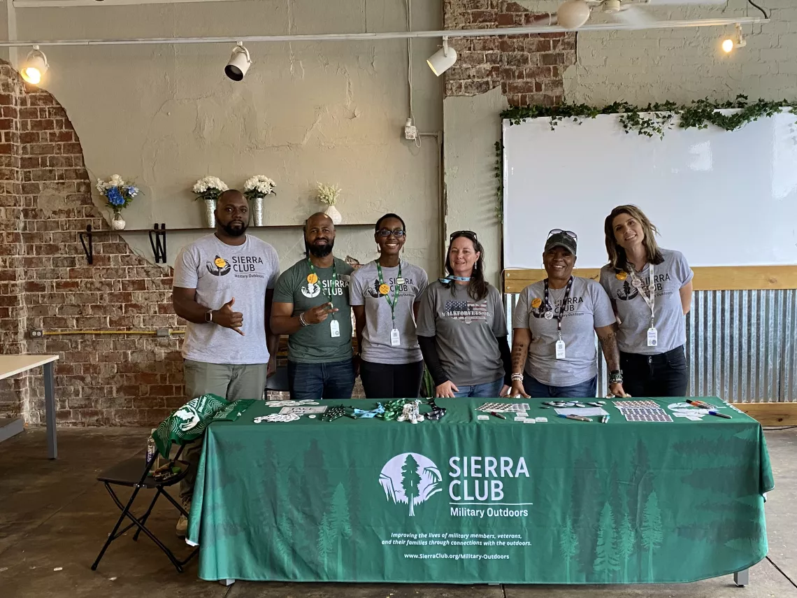 Members of Sierra Club Military Outdoors, Outdoors for All and Savannah River Group pose for a photo.