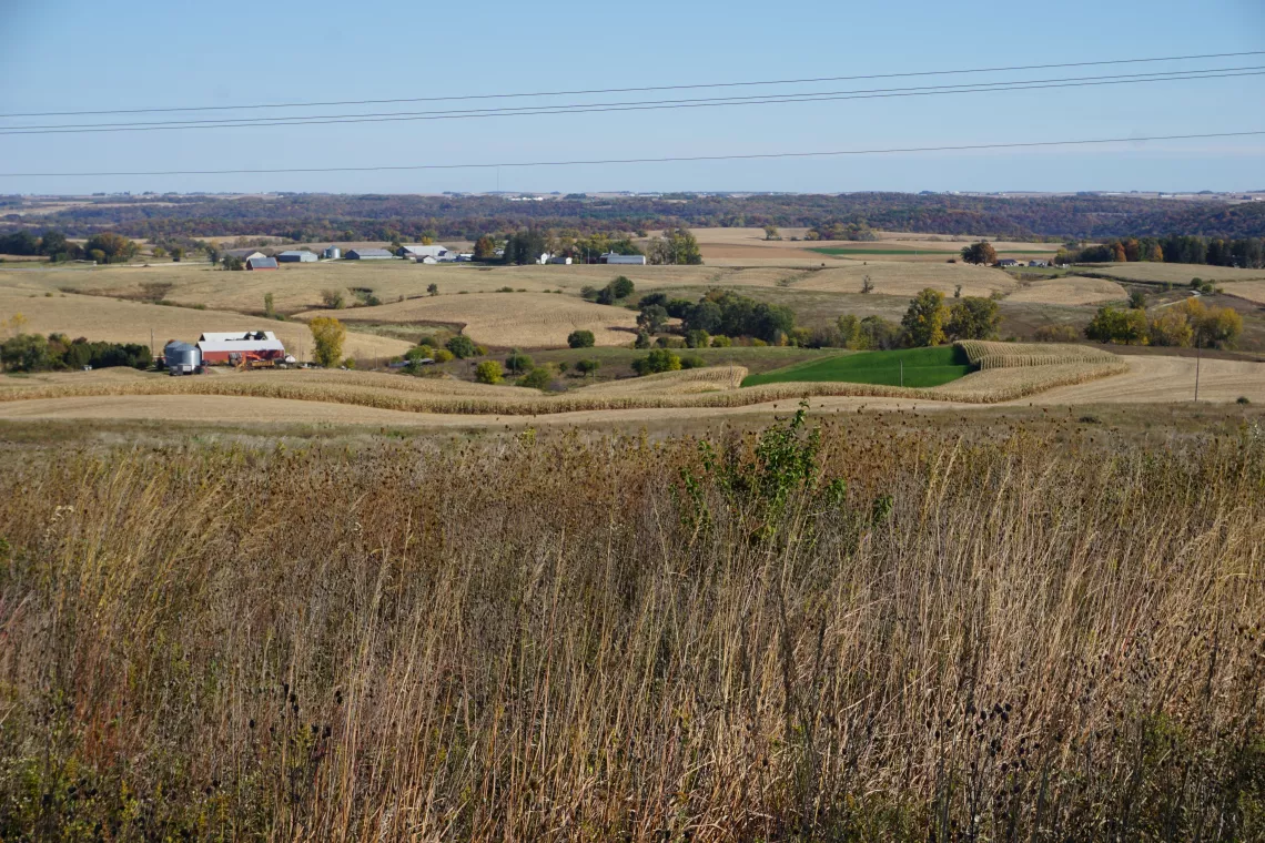 Chicken Ridge Scenic Overlook, Clayton County, Iowa, and rolling hills and farms
