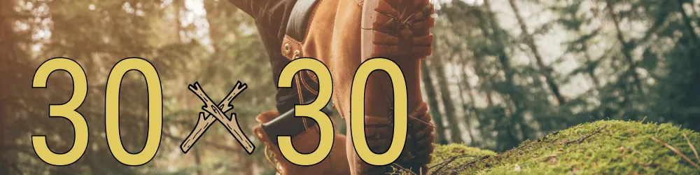 background of hiking in forest with 30x30 