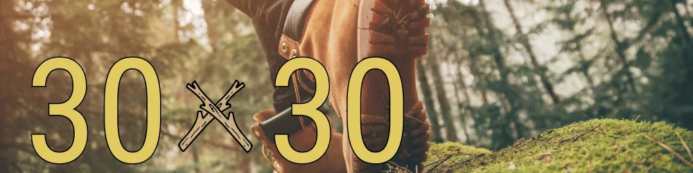 background of hiking in forest with 30x30 