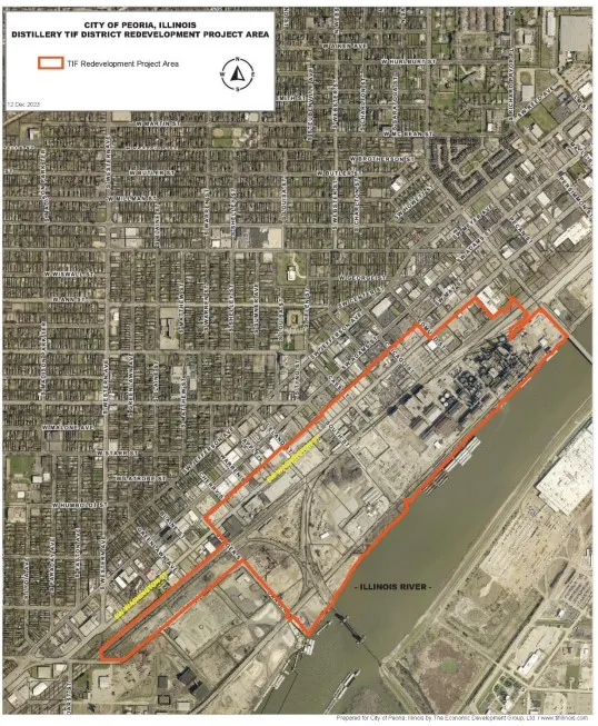 Map of Peoria Distillery TIF District