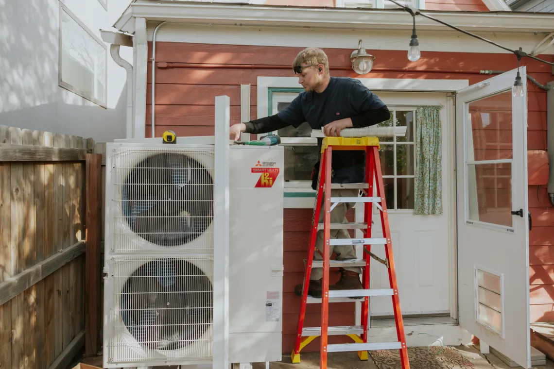 Heat Pump Installation at Sierra Club staff member's home in Colorado, November 13, 2023
