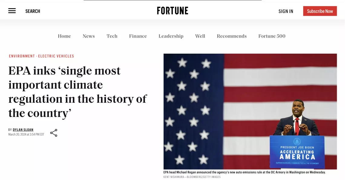 Fortune Headline EPA Rule