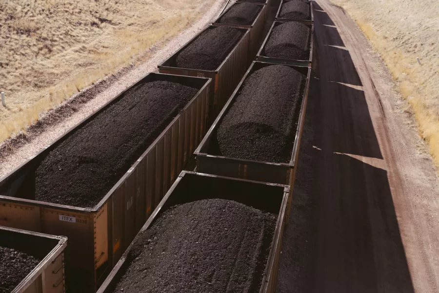 Coal trains full of coal. 