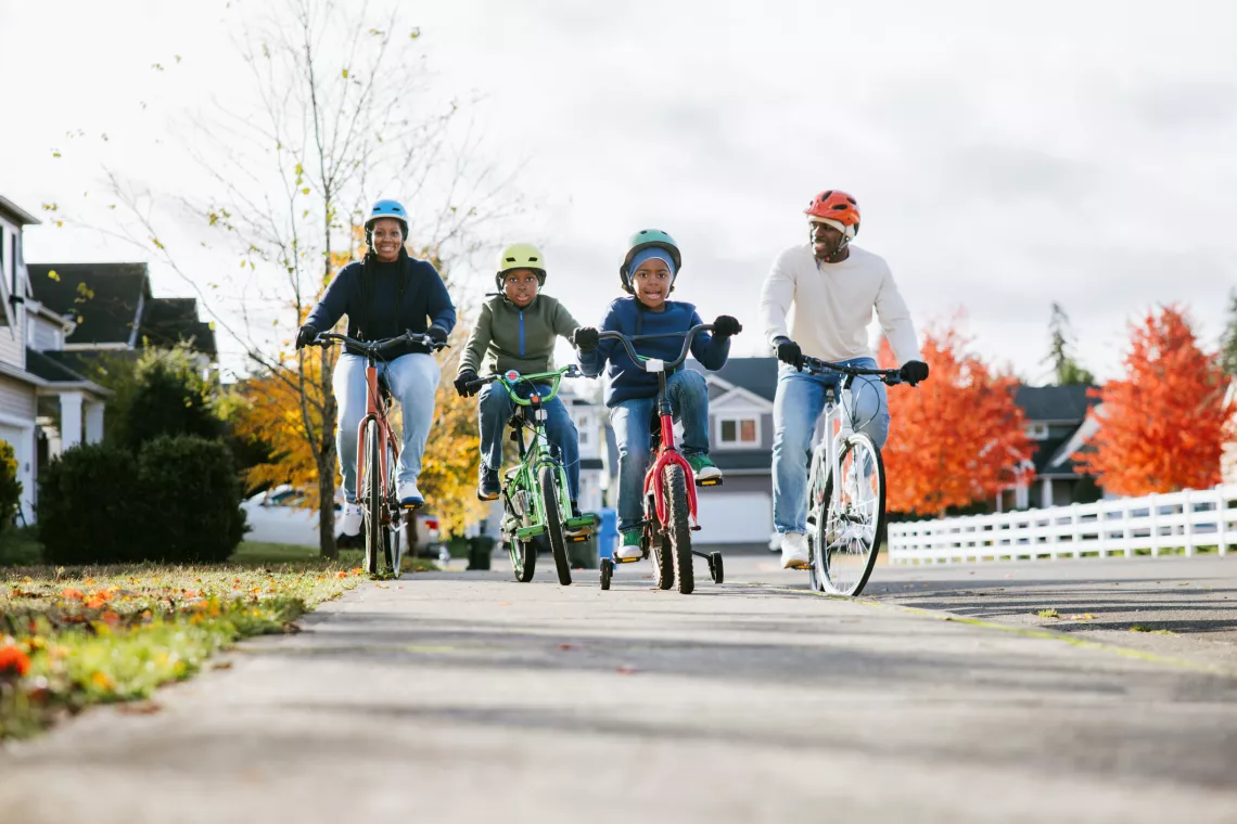 family biking