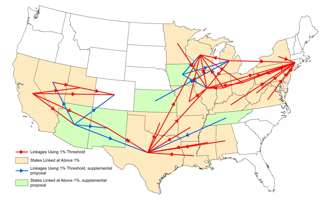 Where smog-producing pollution is transported