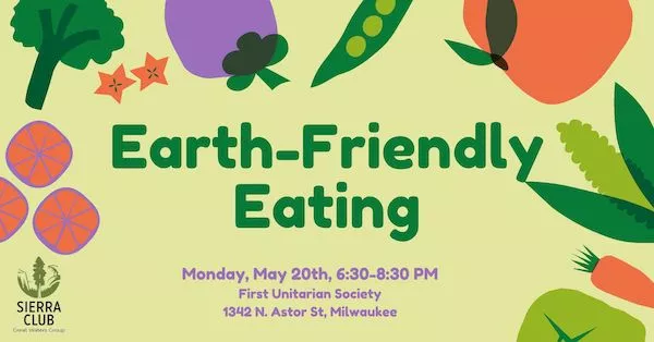 Earth-Friendly Eating flyer with veggies