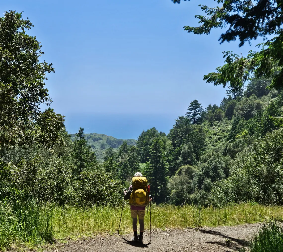 Backpacker looking at the view