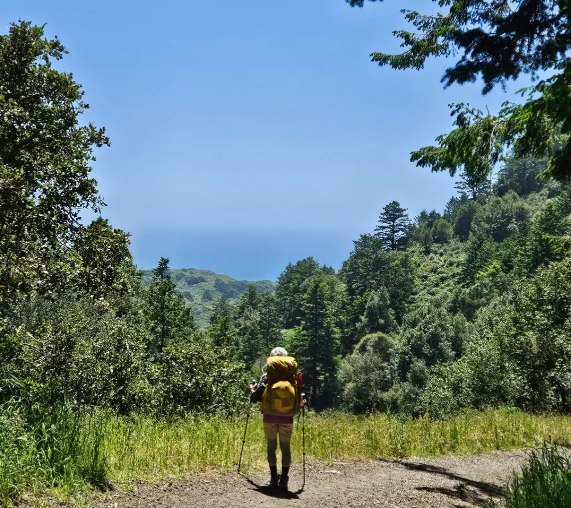 Backpacker looking at the view