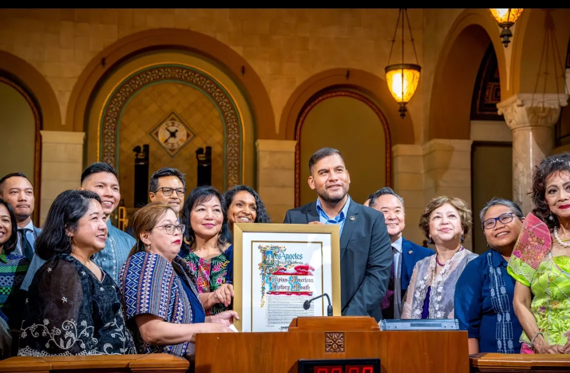 Proud to be recognized at City Council and accept the Council Resolution honoring FilAm History Month.