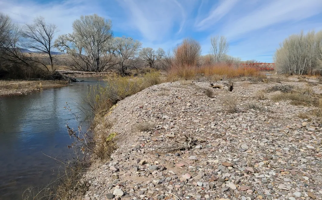 On the east side of the river