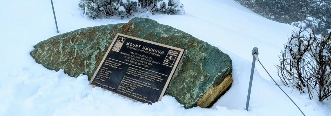 Sign about dedication in 2017, in snow