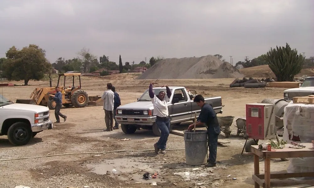 Building the park; note cactus in background