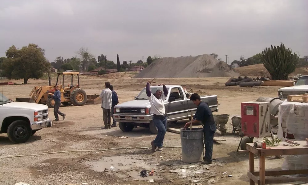 Building the park; note cactus in background