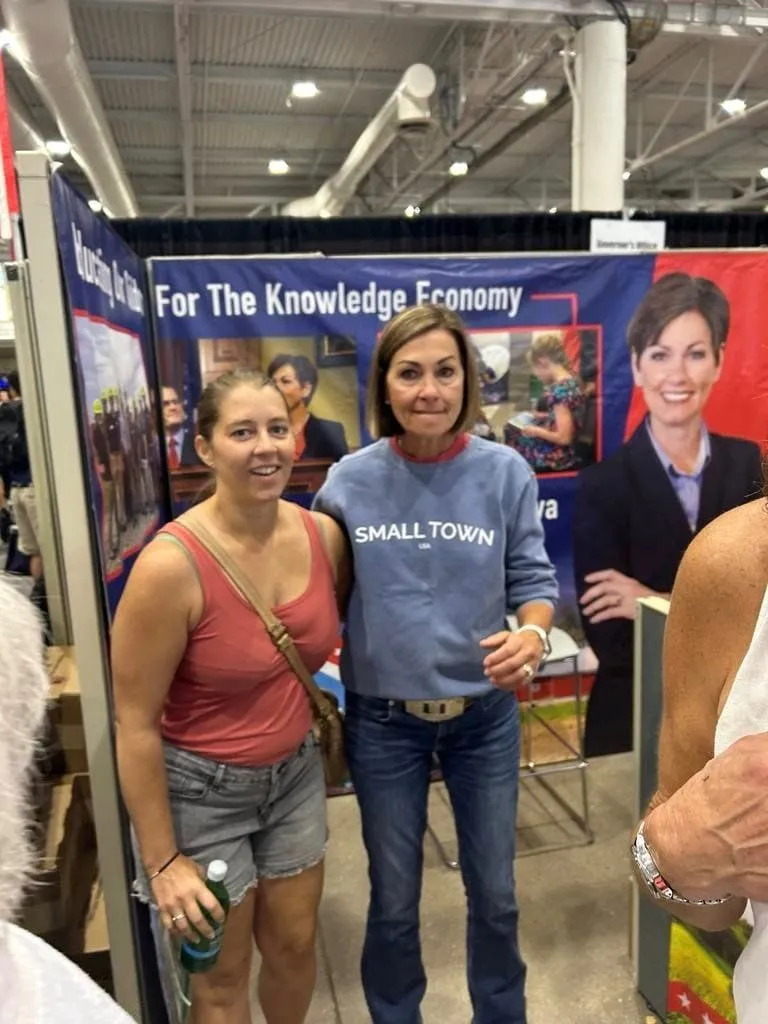 Jess Mazour and Governor Kim Reynolds at the 2024 Iowa State Fair