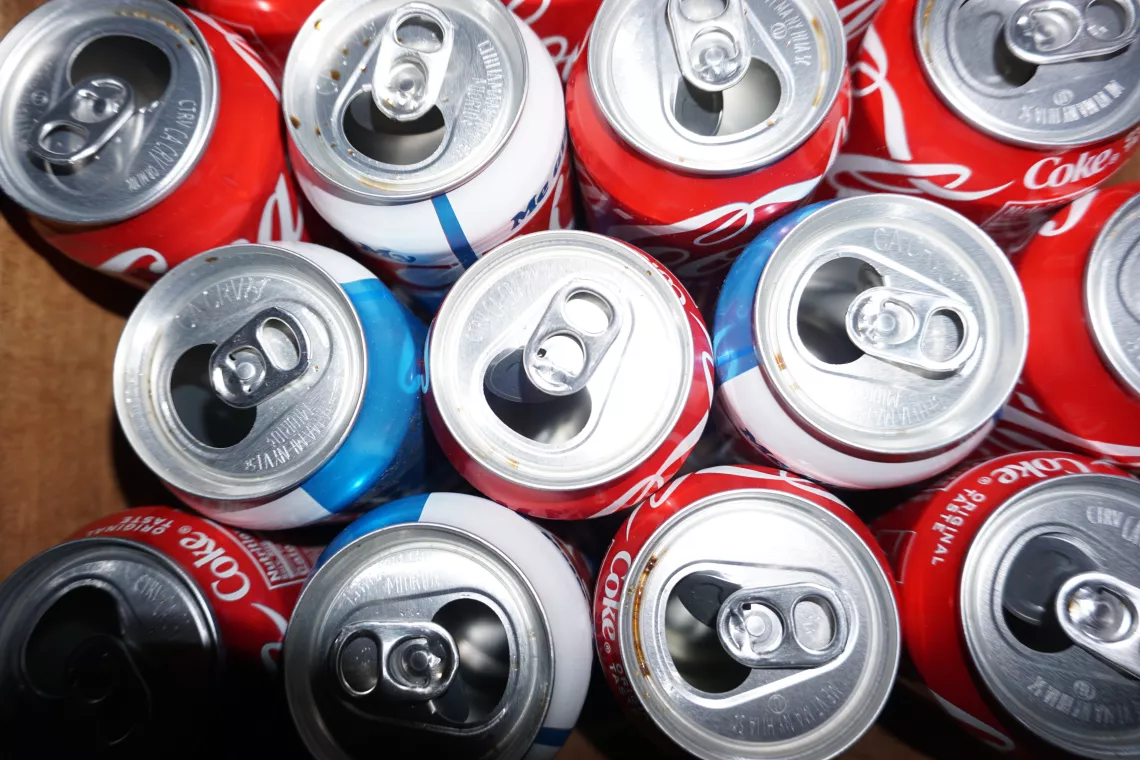 Cans ready to recycle