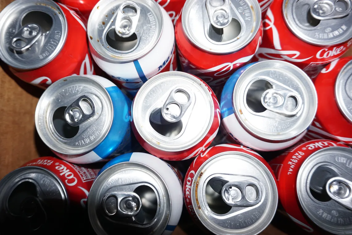 Cans ready to recycle