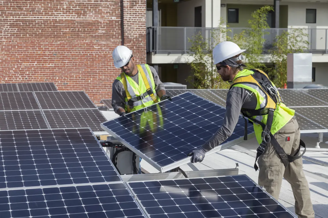 image of solar panel installation. 
