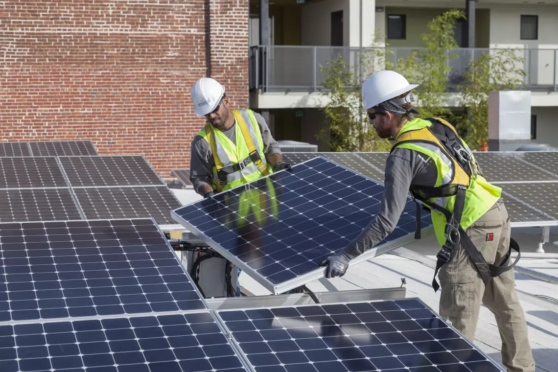 image of solar panel installation. 