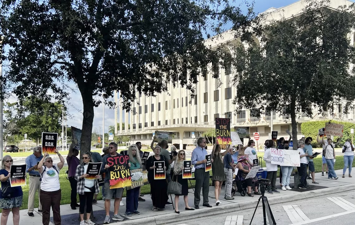 Stop the Burn Protest Crowd