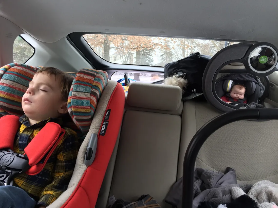 Kids sleeping in EV 