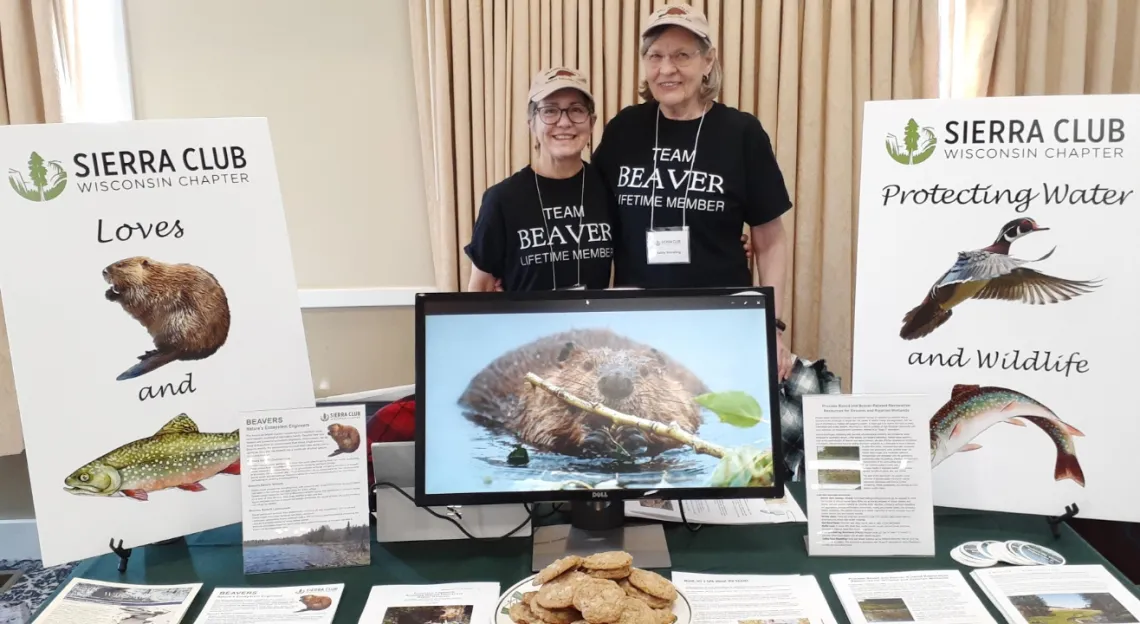 Wildlife Team members Kathy and Dana tabling on Beaver Day