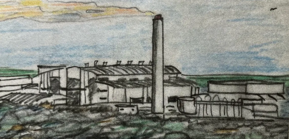 drawing of trash incinerator