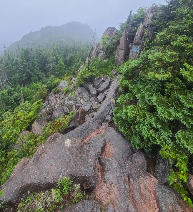 Descending Mt. Carleton, a tricky spot
