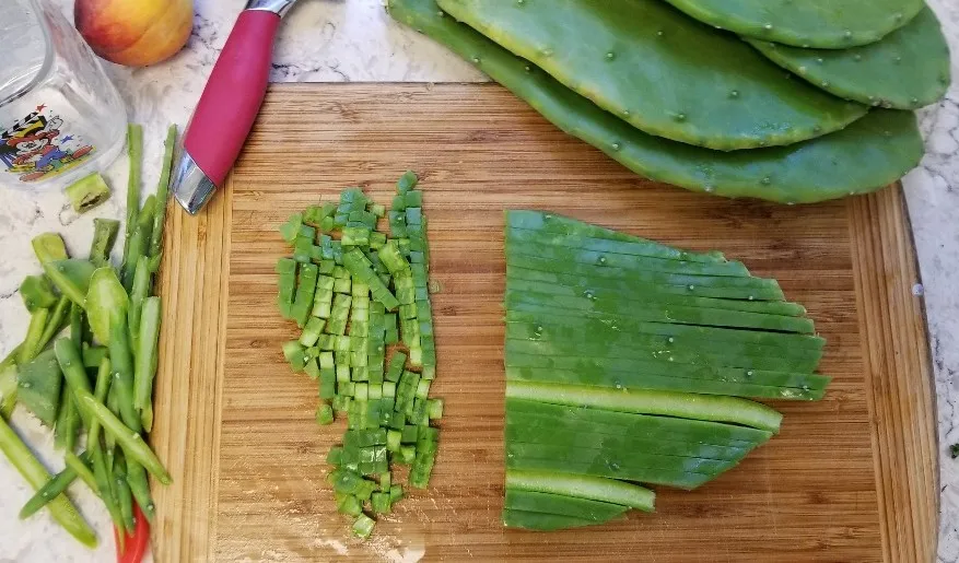 Nopales preparation of a June 12th harvest