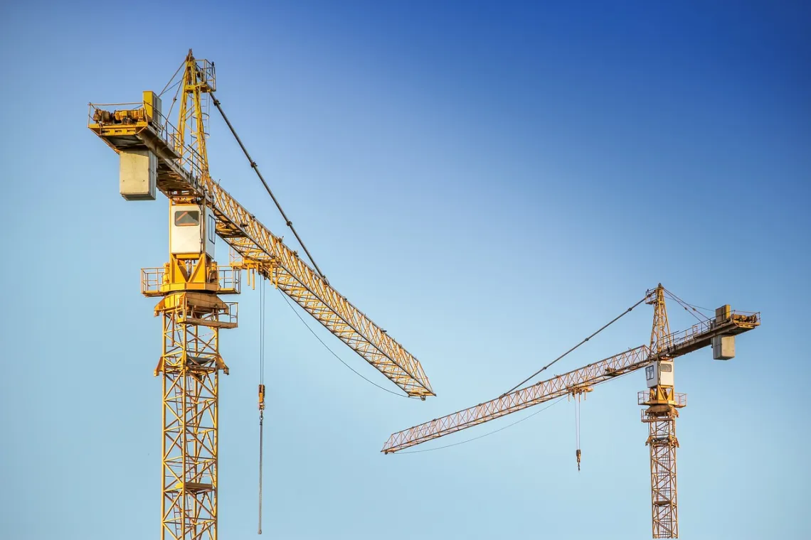 Cranes at construction site