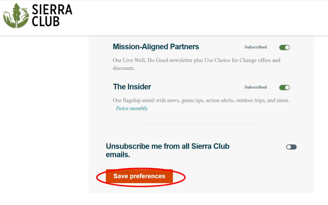 email preferences