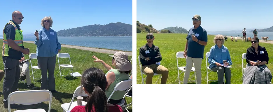 Two pictures at meeting. See caption. 