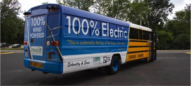 Photo of a 100% electric school bus