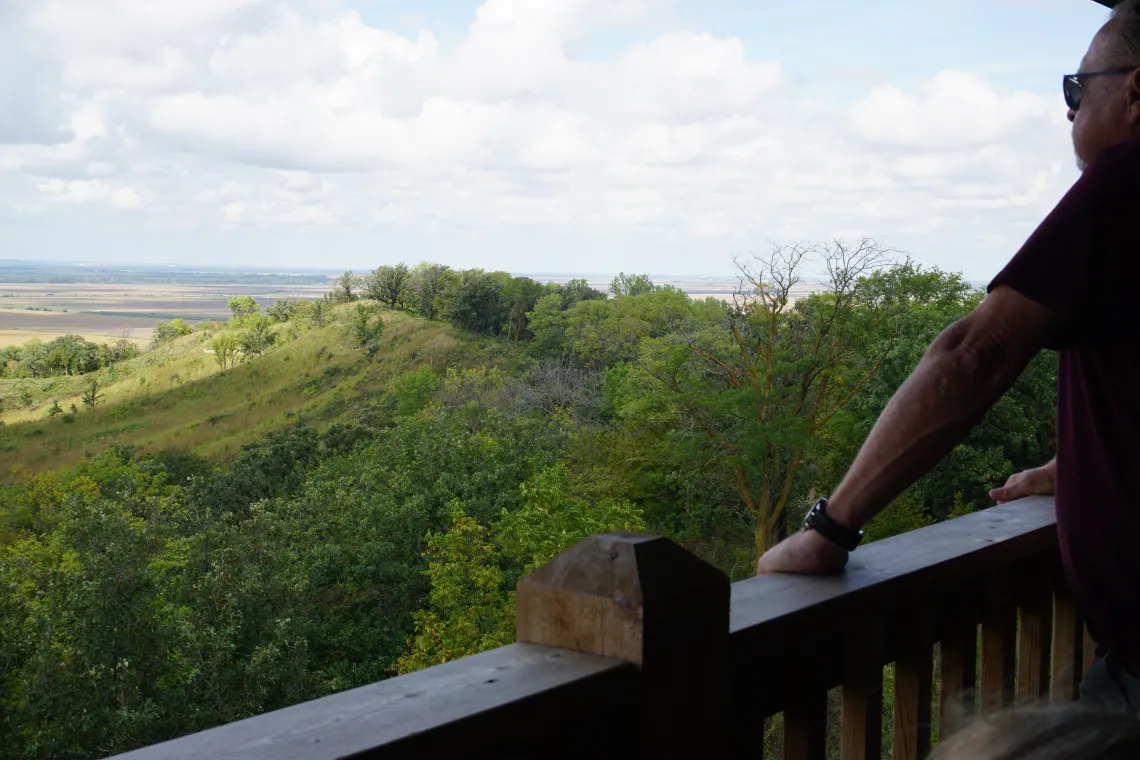 Hitchcock Nature Center, overlooking the Loess Hills and the Missouri River floodplain in the distance