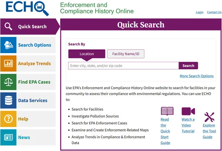 EPA ECHO Website