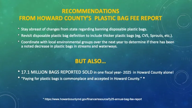 Recommendations from Howard County's Plastic Bag Fee Report