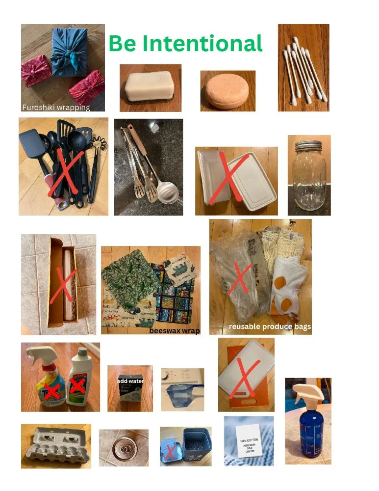 Montage of ways to reduce plastic use