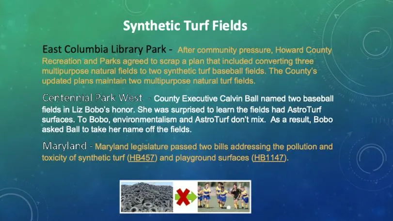 Summary of recent Howard County synthetic turf news