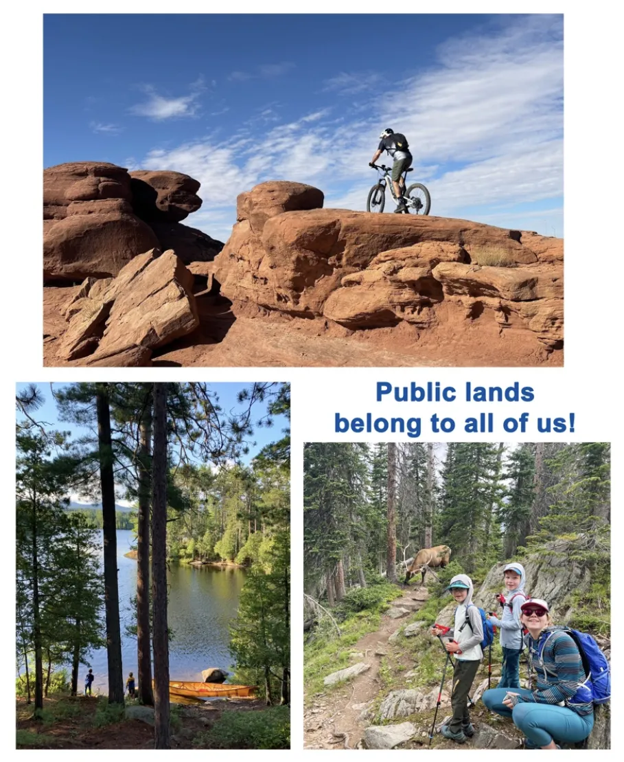 Collage of photos of people enjoying public lands