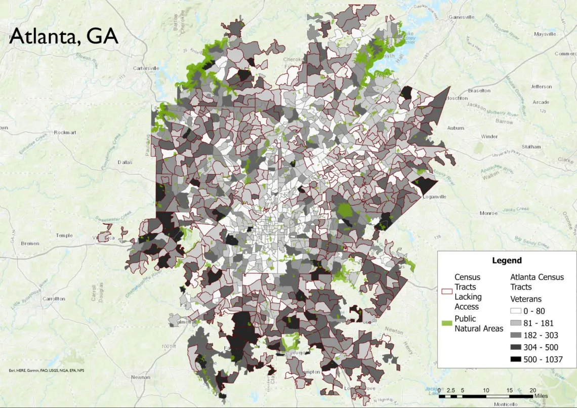 Map of outdoor access in Atlanta