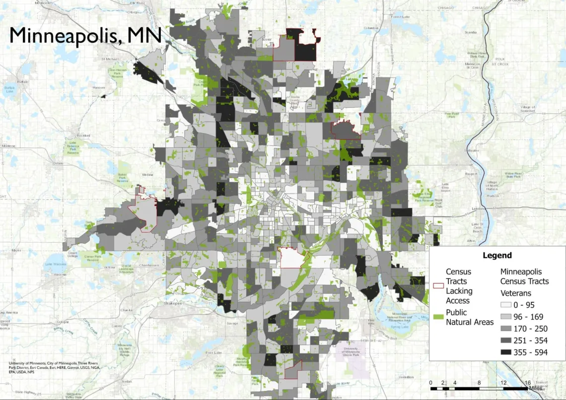 Map of outdoor access in Minneapolis