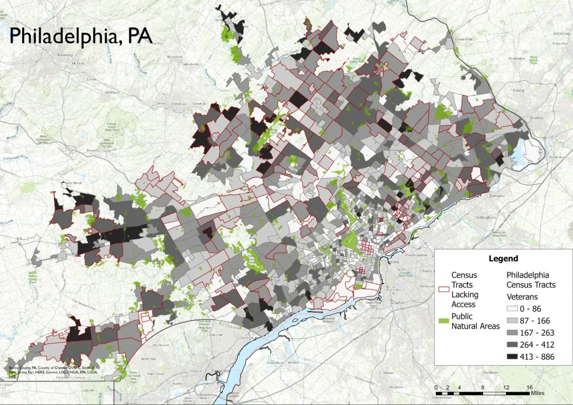 Map of outdoor access in Philapelphia