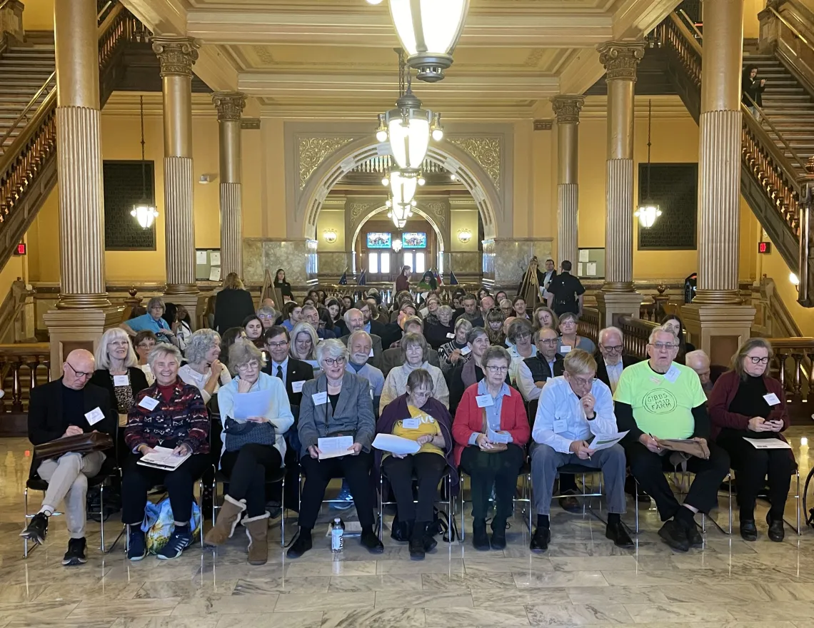 Sierra Club members gathering at the State House