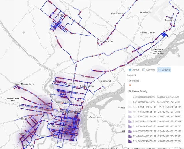 phila leak map