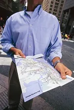 Man holding city map
