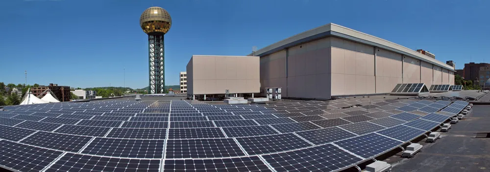 Solar Panels on Roof of Knoxville Convention Center