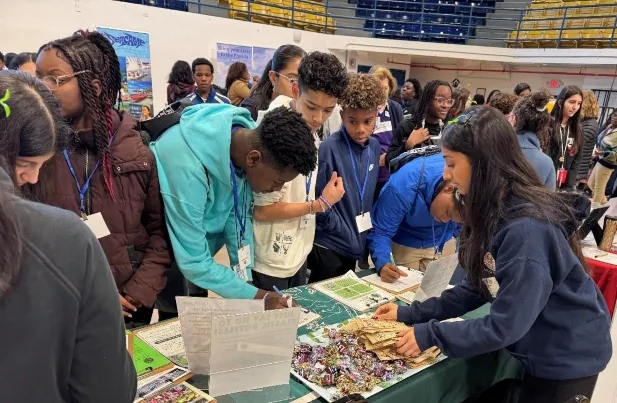 Anagha speaking with students at the Youth Climate Summit