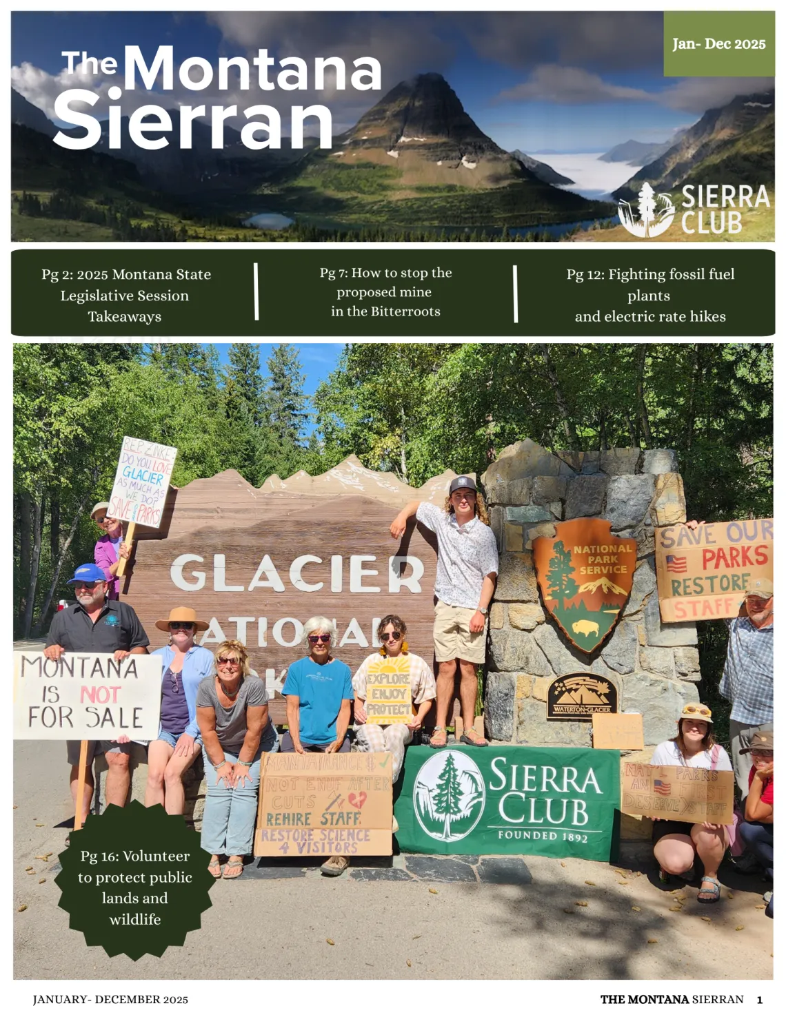 Montana Sierra Club newsletter about the year 2025